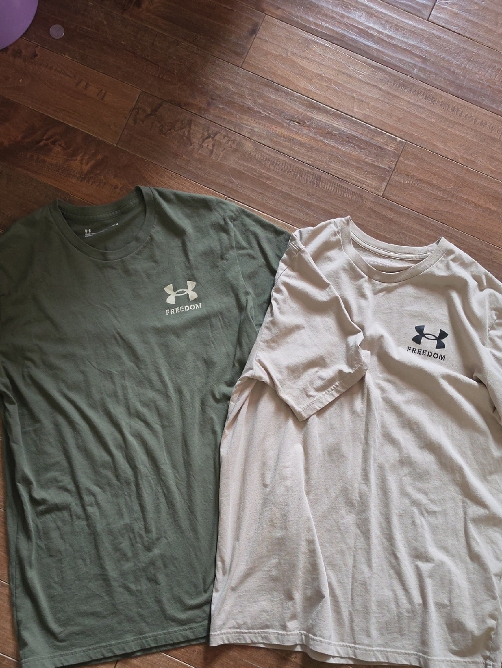 Under Armour Freedom Short-Sleeve Tees in Olive Green and Beige